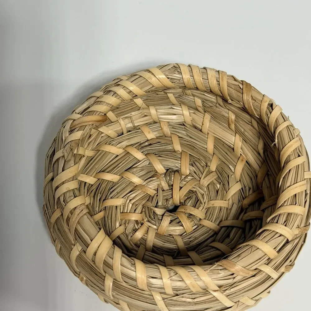Small Sweetgrass Coil Basket Box with Lid South Carolina Handmade 4.5” Handmade
